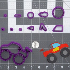 Monster Truck with Flames 266-D747 Cookie Cutter Set