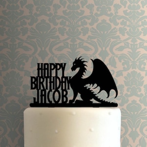 Custom Dragon Happy Birthday Name 225-A827 Cake Topper