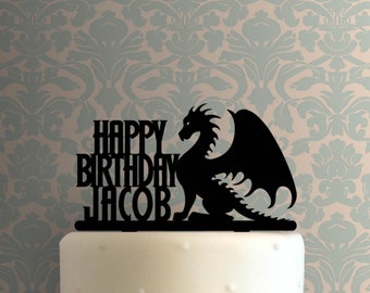 Custom Dragon Happy Birthday Name 225-A827 Cake Topper