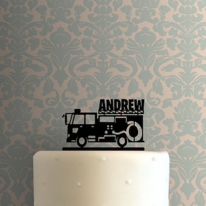 Custom Fire Truck Name 225-B453 Cake Topper