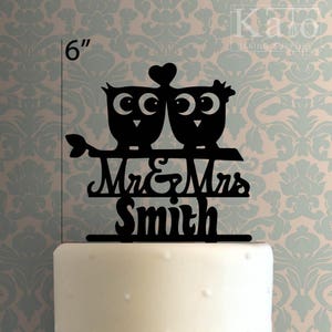 Custom Owl Mr and Mrs Name 225-063 Cake Topper