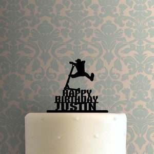 Custom Scooter Stunt Happy Birthday Name 225-B896 Cake Topper