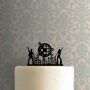 Benutzerdefinierte Disco Hochzeit Name 225-B342 Cake Topper