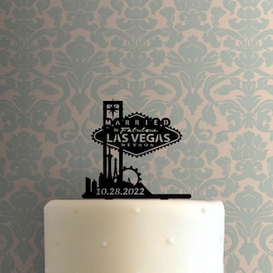 Personalizado Casado en el fabuloso horizonte de Las Vegas Fecha 225-B230 Cake Topper