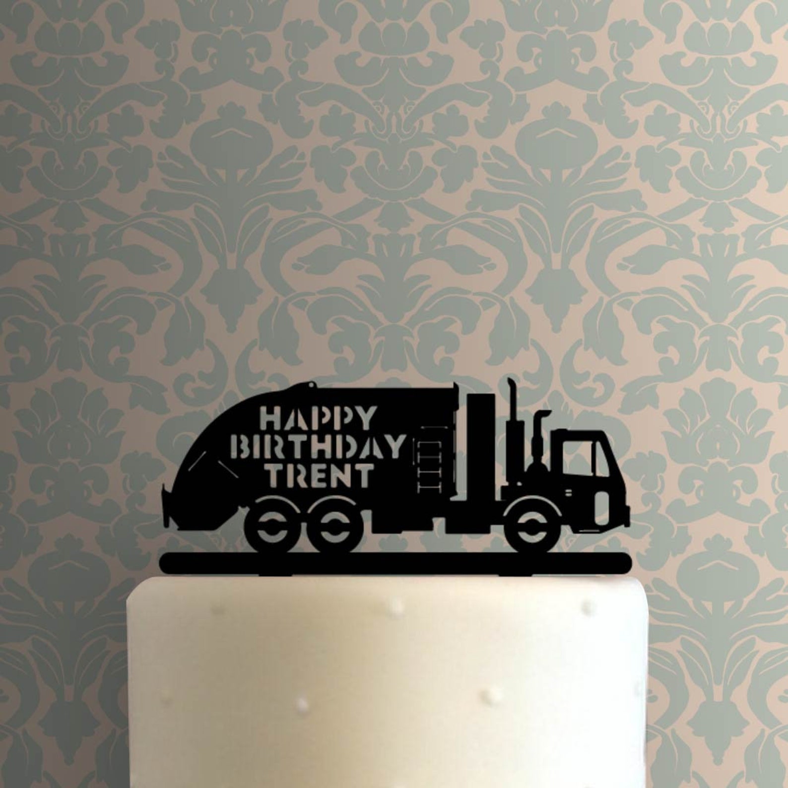Garbage Truck Happy Birthday 225A402 Custom Cake Topper Etsy