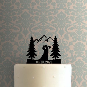 Custom Mountain Wedding Date 225-B331 Cake Topper