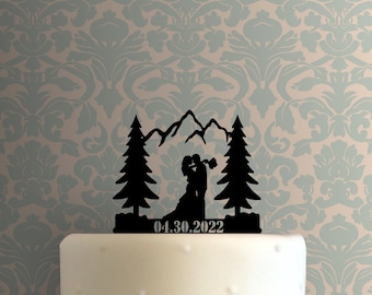 Custom Mountain Wedding Date 225-B331 Cake Topper