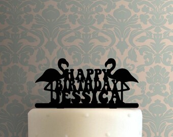 Flamingo Happy Birthday 225-A368 Décoration de gâteau personnalisée
