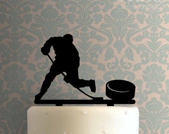 Adorno para tarta con diseño de jugador de hockey con disco 225-857