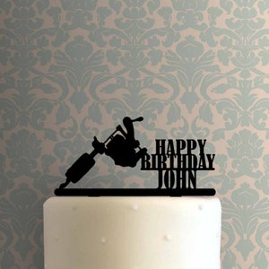 Custom Tattoo Machine Happy Birthday Name 225-A082 Cake Topper