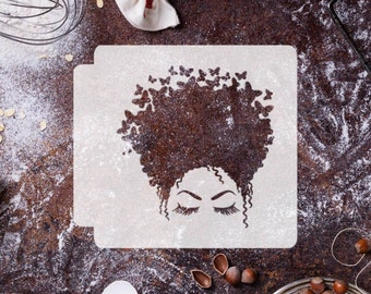 Schmetterling Afro Girl 783-I654 Stencil