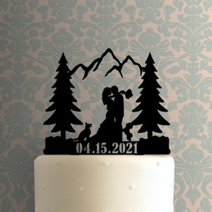 Custom Mountain Wedding Dogs Date 225-A332 Cake Topper
