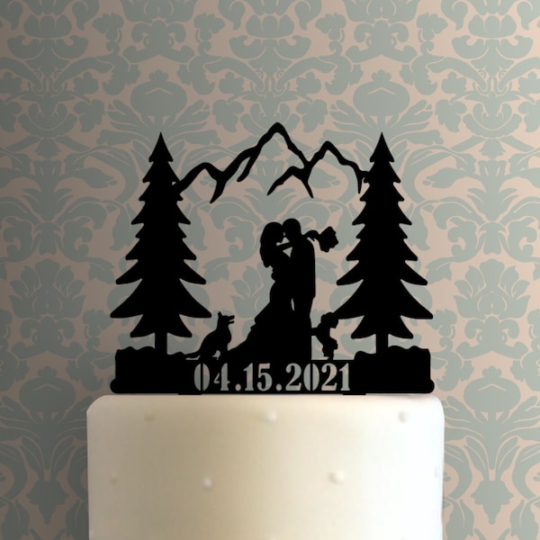 Mountain Wedding Date 225-A332 Custom Cake Topper