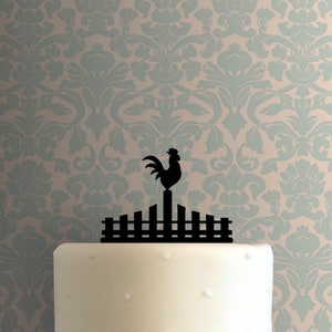 Rooster on Fence 225-B238 Cake Topper