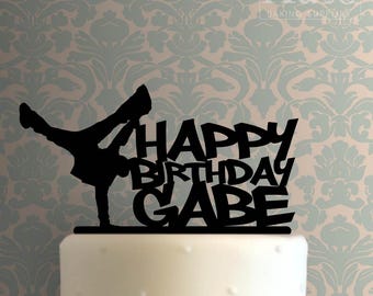 Custom Breakdancer Happy Birthday Name 225-B430 Cake Topper