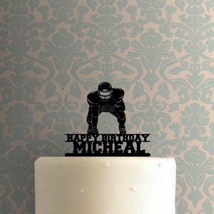 Custom Football Player Happy Birthday Name 225-B339 Cake Topper