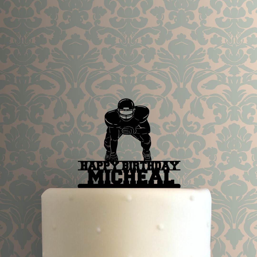 Custom Football Player Happy Birthday Name 225-B339 Cake Topper