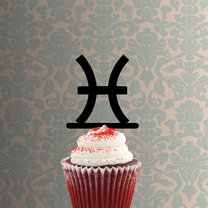 Zodiac Pisces Symbol 228268 Cupcake Topper Etsy