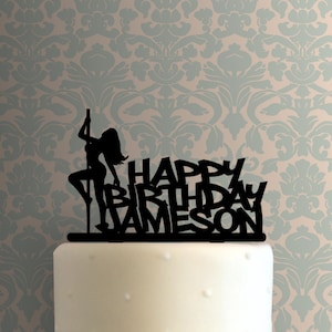 Custom Pole Dancer Happy Birthday Name 225-964 Cake Topper