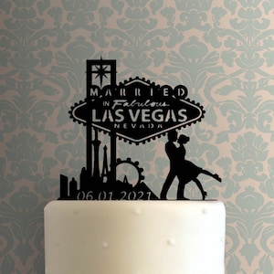 Casado en el fabuloso horizonte de Las Vegas Fecha 225-A373 Decoración para tarta personalizada