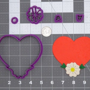 Heart with Flower 266-H904 Cookie Cutter Set