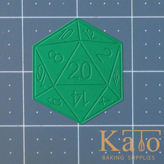D20 Die 227-412 Cookie Cutter and Acrylic Stamp (Embossed)