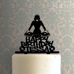 Decoración para tarta personalizada DJ feliz cumpleaños niña 225-862