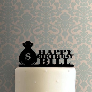 Personalizzato Money Bag Happy Birthday Nome 225-A296 Cake Topper