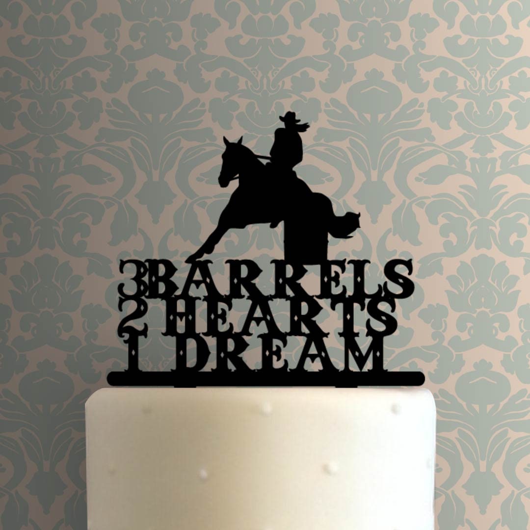Barrel Horse Racing 3 Barrels 2 Hearts 1 Dream 225-A471 Cake Topper - Etsy