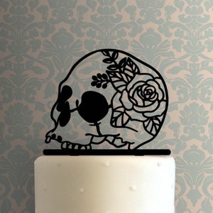 Skull with Rose Flower 225-A756 Cake Topper