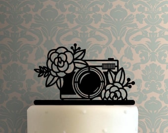 Camera with Flowers 225-A744 Cake Topper