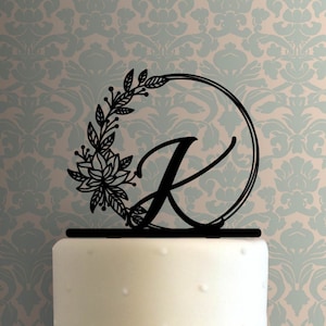 Floral Circle Initial 225-A378 Custom Cake Topper