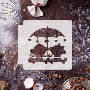 Monkey Couple Under Umbrella 783-F620 Stencil