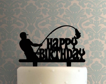 Fisherman Happy Birthday 225-A167 Cake Topper