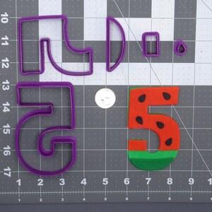 Watermelon Font Number Five 266-G973 Cookie Cutter Set