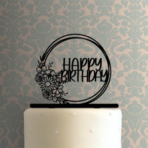 Floral Happy Birthday 225-A416 Cake Topper