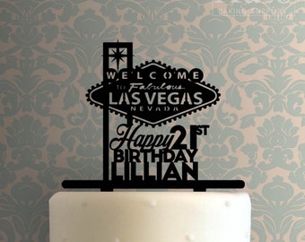 Custom Welcome to Fabulous Las Vegas Happy Birthday 225-747 Cake Topper