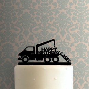 Custom Tow Truck Happy Birthday Name 225-A169 Cake Topper