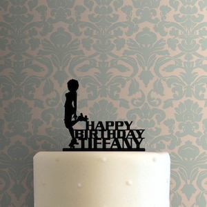 Custom Roller Skater Happy Birthday Name 225-B505 Cake Topper