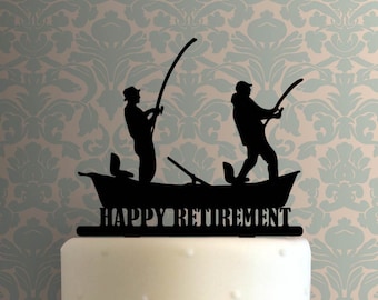 Happy Retirement Cake Topper Fishing Retirement Cake Topper