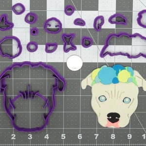 Cane - Pitbull Fiore Corona Testa 266-D177 Cookie Cutter Set