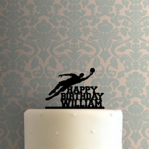 Custom Soccer Goalkeeper Happy Birthday Name 225-B396 Cake Topper