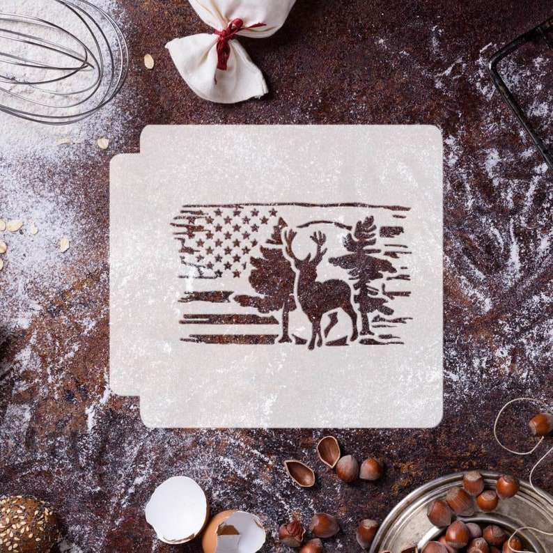 American Flag with Deer 783-E206 Stencil