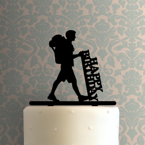 Hiker Happy Birthday 225 A094 Cake Topper Etsy Hiker Happy Birthday 225 A094 Cake Topper Etsy