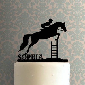 Custom Equestrian Jumping Name 225-A908 Cake Topper