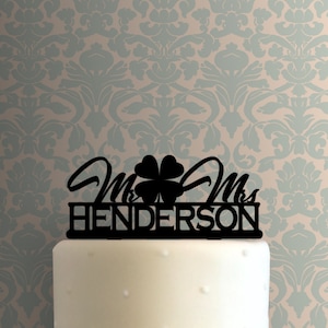 Custom Shamrock Wedding Name 225-A226 Cake Topper