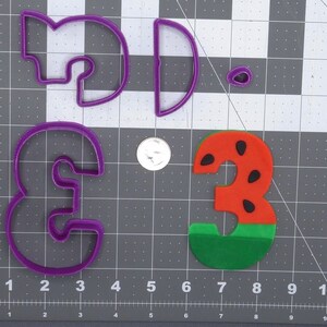 Watermelon Font Number Three 266-G971 Cookie Cutter Set