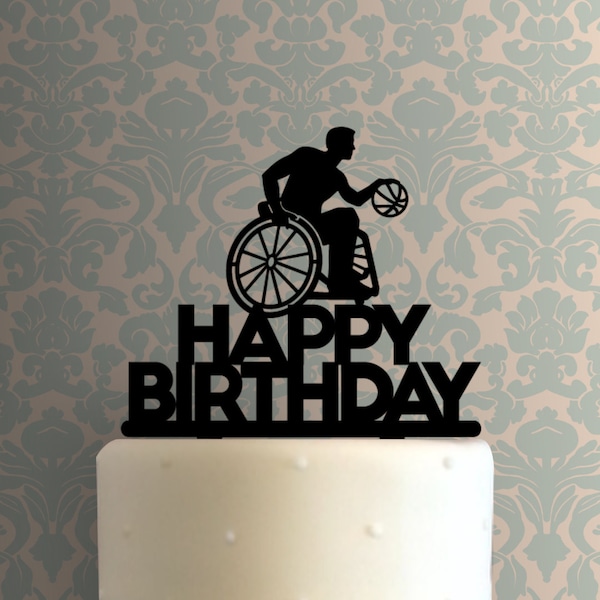 Happy Birthday Wheelchair Basketball 225-A100 Cake Topper