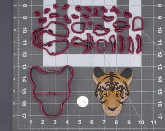 Juego de cortadores de galletas con forma de cabeza de tigre 266-L461