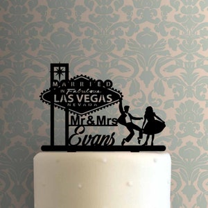 Custom Married in Fabulous Las Vegas Sign Name 225-A292 Cake Topper